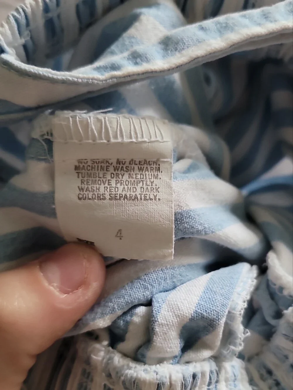 OshKosh B'gosh Blue and White Striped Kids Short Overalls